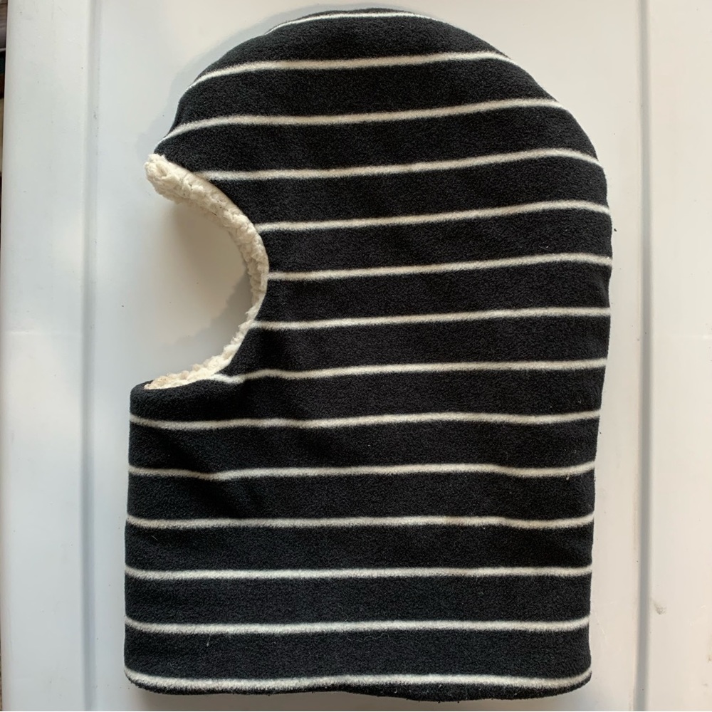Winter Blowout Sale Full Faced Hat, Fleece Outerwear, Black and Off White OS